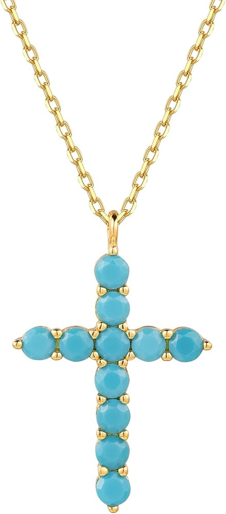 S.Leaf Cross Necklace for Women Cross Chain Sterling Silver Cross Cubic Zirconia Necklace Gold Cr... | Amazon (US)