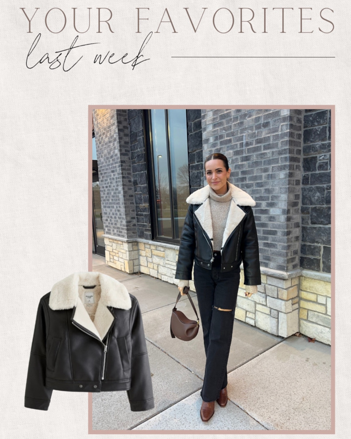 Best Seller last week!
Shearling Leather Moto Jacket: true to size (S)

#LTKGiftGuide #LTKSeasonal #LTKstyletip