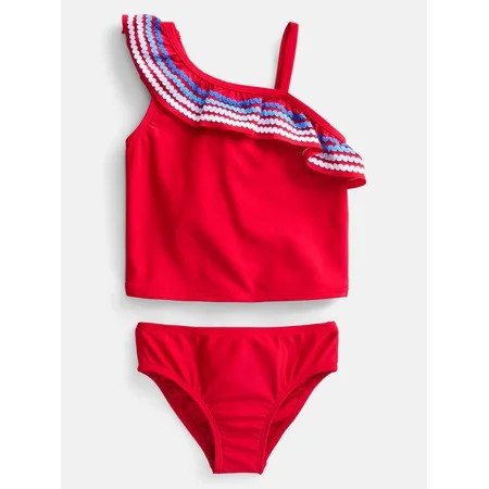 Wonder Nation Toddler Girls Ruffle Tankini Swim Set, 2-Piece, Sizes 12M-5T | Walmart (US)
