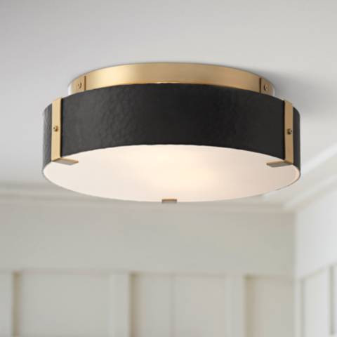 Possini Euro Elise 12 1/2" Wide Gold and Black Flush Ceiling Light | Lamps Plus