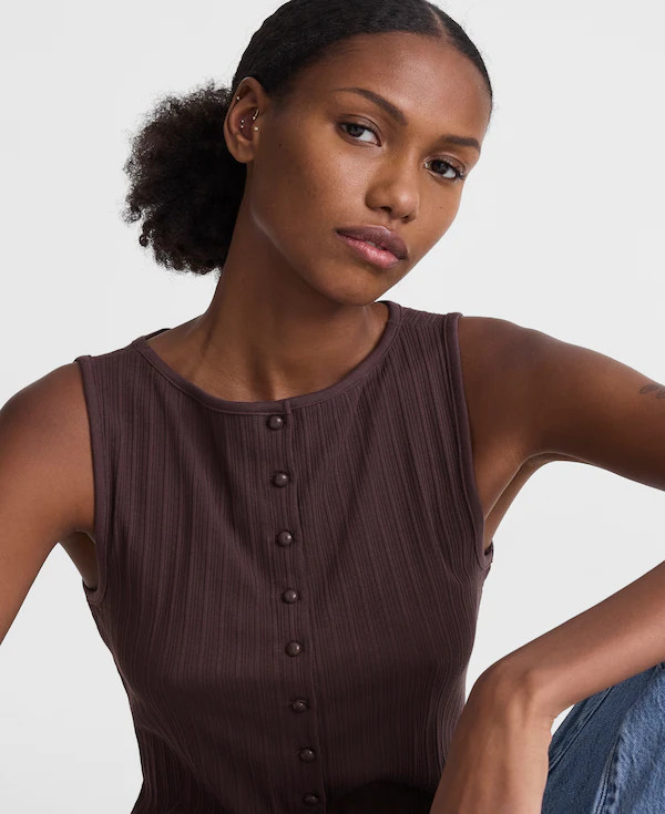Ribbed Crewneck Shell Top | Madewell