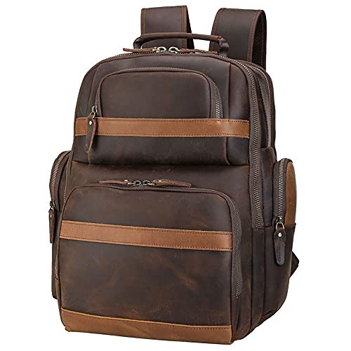 TIDING Leather Backpack 15.6 inch Laptop Backpack Vintage Business Travel Bag Large Capacity Daypacks | Amazon (US)