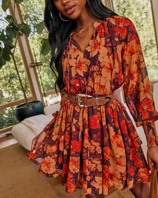 Wildflower Soiree Tiered Floral Mini Dress | VICI