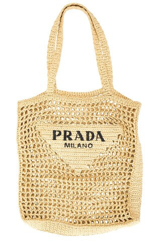 prada Prada Raffia Tote Bag in Neutral - Neutral. Size all. | FWRD 