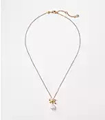 Pearlized Bow Drop Delicate Necklace | LOFT