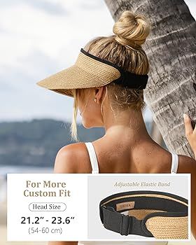 FURTALK Womens Sun Visor Hat Straw Sun Visors for Women Summer Packable Ponytail Beach Hats for W... | Amazon (US)