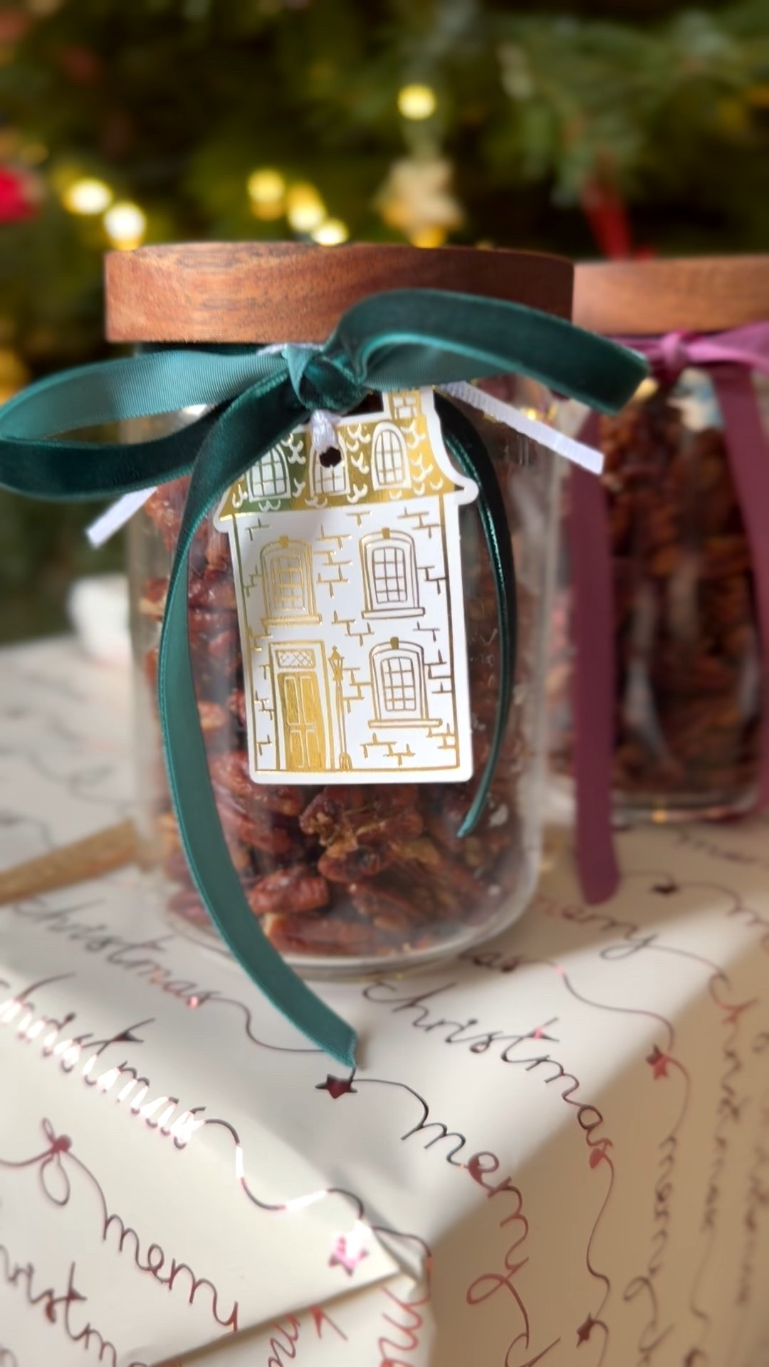 Ribbons & jars for homemade gifts! Recipe for the Candied rosemary pecans and viral Christmas bark (gluten free) are on my Instagram @tenleymolzahn 

These pecans are great for charcuterie boards, salads, snacking 

Homemade gift, hostess gift, teacher gift 

#LTKGiftGuide #LTKfoodie #LTKHoliday