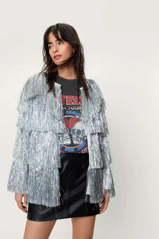 Metallic Tiered Fringe Jacket | Nasty Gal (US)