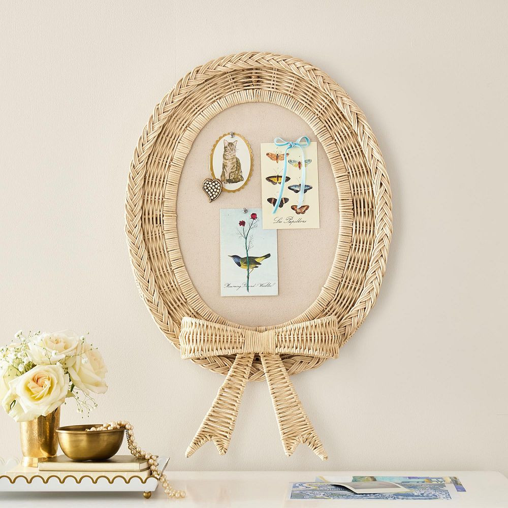 LoveShackFancy Rattan Bow Pinboard (18"x28") | Pottery Barn Teen