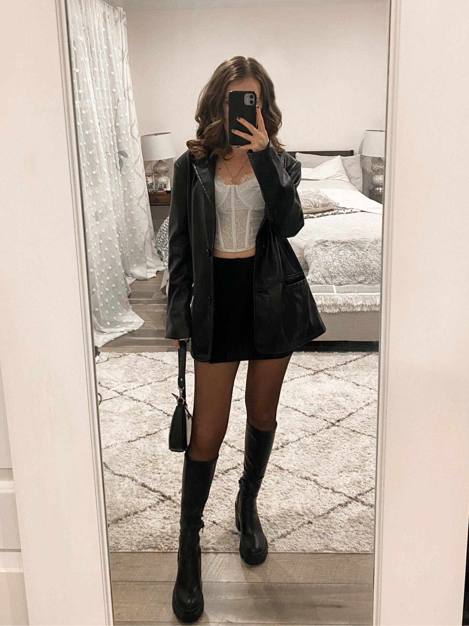A lace bustier top paired a black mini skirt, black leather blazer, knee high boots, and shoulder bag makes a cute going out outfit. 
.
.
.
.
.


Going out outfits | going out tops | winter going out outfit | winter outfit | winter boots | winter fashion | blazer outfit | black blazer | oversized black blazer | faux leather blazer | womens blazers | corset top | tops amazon | cute tops | date night tops | lace top | skirt outfit | skirt with tights | skirt and boots | black skirt outfit | black mini skirt | hand bags | tights | boots outfit | boots black | chunky boots | 

#LTKSeasonal #LTKFind #LTKU #LTKitbag #LTKsalealert #LTKshoecrush #LTKstyletip #LTKtravel #LTKunder50 #LTKunder100