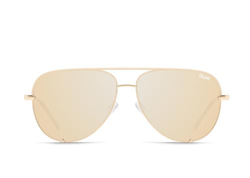 Quay - Sunglasses for Men & Women, Polarized Aviator Lenses with UV Protection, Oversized Sunglasses (High Key Extra Large, Gold) | Amazon (US)