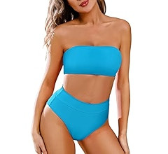 Pink Queen Women's Removable Strap Wrap Pad Cheeky High Waist Bikini Set Swimsuit | Amazon (US)