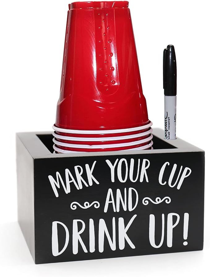 Solo Cup Holder Party Cup Caddy Wooden Party Cup Dispenser Mark Your Cup Plastic Cup Marker Holde... | Amazon (US)