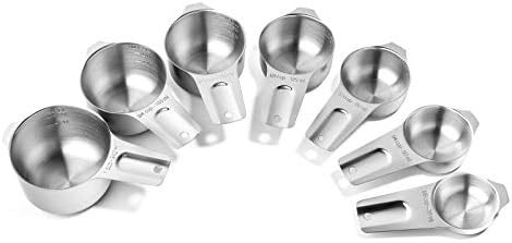 Last Confection 7pc Stainless Steel Measuring Cup Set - Includes 1/8 Cup Coffee Scoop - Measureme... | Amazon (US)