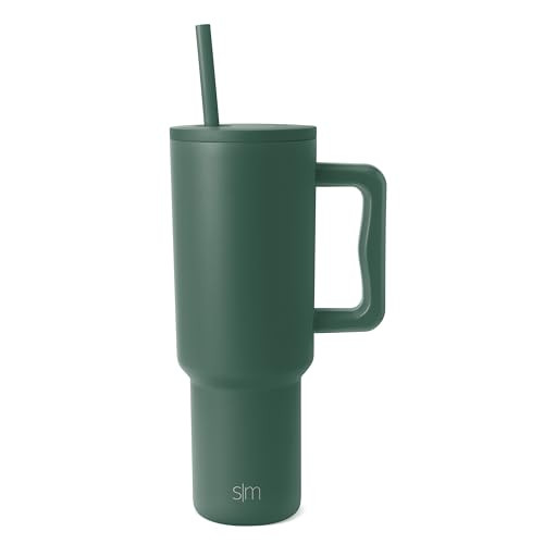 Simple Modern 40 oz Trek Tumbler with Handle and Straw Lid | Cup Holder Friendly Insulated Stainless Steel Travel Mug | Forest | Amazon (US)