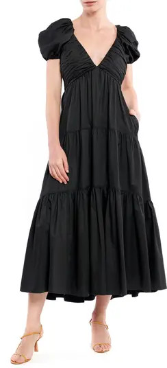 La Ligne Tiered Puff Sleeve Midi Dress | Nordstrom | Nordstrom
