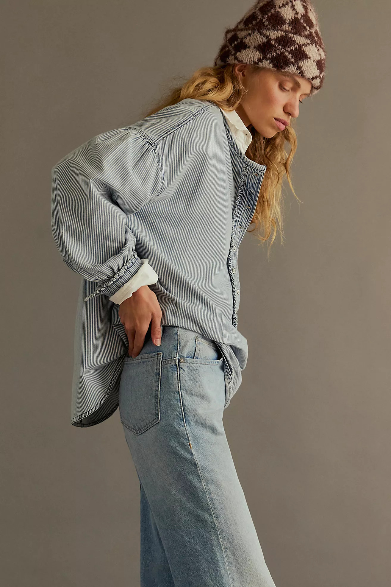 We The Free Denim Dreaming Railroad Stripe Pullover | Free People (Global - UK&FR Excluded)