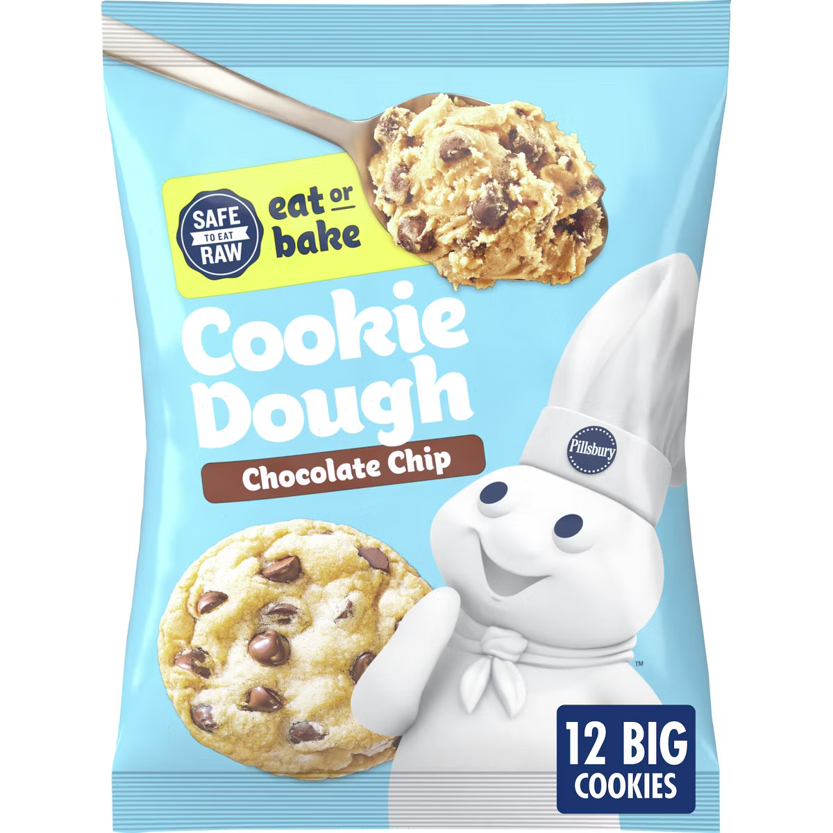 Pillsbury Big Deluxe Chocolate Chip Cookie Dough - 16oz/12ct | Target