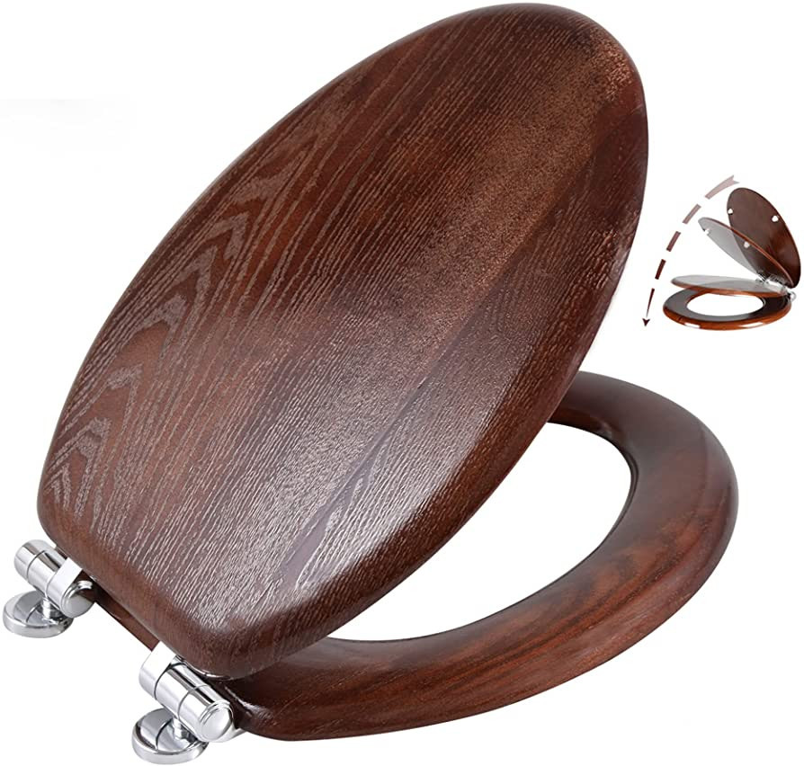 Angel Shield Elongated Wood Toilet Seat with Quiet Close,Easy Clean,Quick-Release Hinges(Elongate... | Amazon (US)