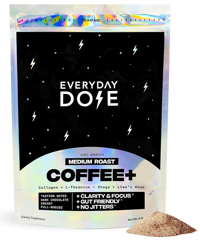 Everyday Dose Bold Medium Roast Mushroom Coffee 90mg Caffeine per serving with Grass-Fed Collagen... | Amazon (US)