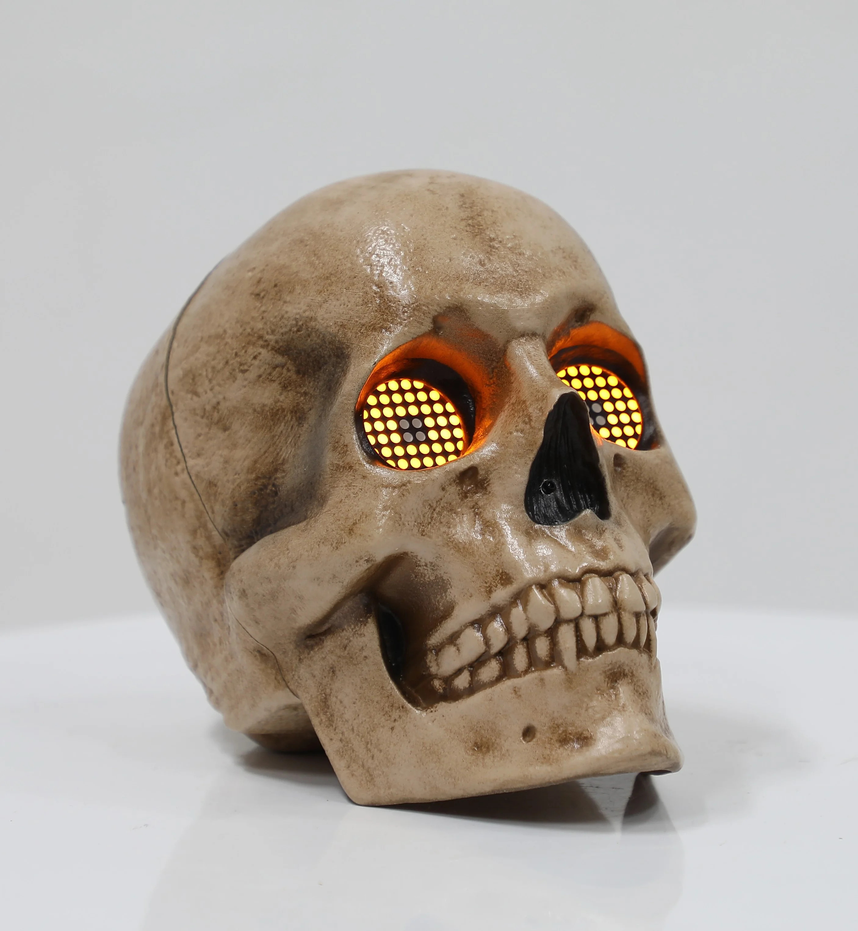 Halloween Skull Animated Eyes LED Brown Plastic Halloween Table Top Decor, 8 in, by Way To Celebr... | Walmart (US)