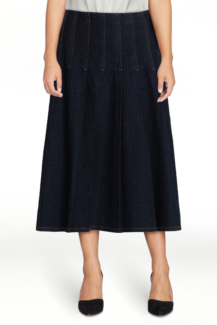 Free Assembly Women's and Women's Plus Stitch Pleated Denim Maxi Skirt, Size 0-28 | Walmart (US)