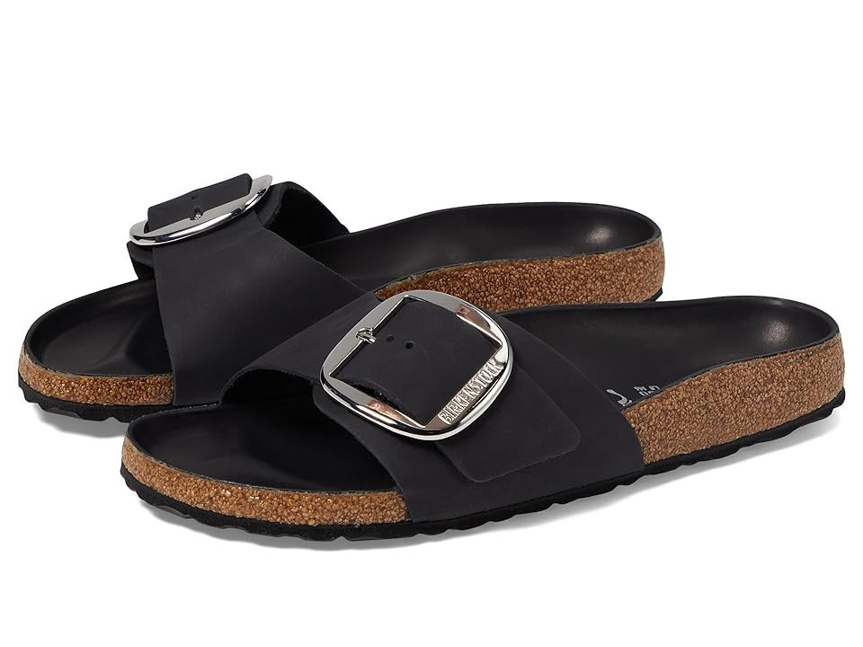 Birkenstock Madrid Big Buckle - Oiled Leather Women's Sandals Black Leather: EU 39 (US Women's 8-8.5) Narrow | Zappos.com