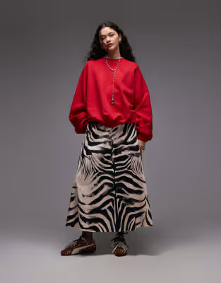 ASOS DESIGN circle maxi skirt in zebra placement print | ASOS (Global)
