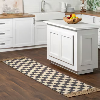 Grey Mazie Checkered Jute 2' x 8' rug | Rugs USA