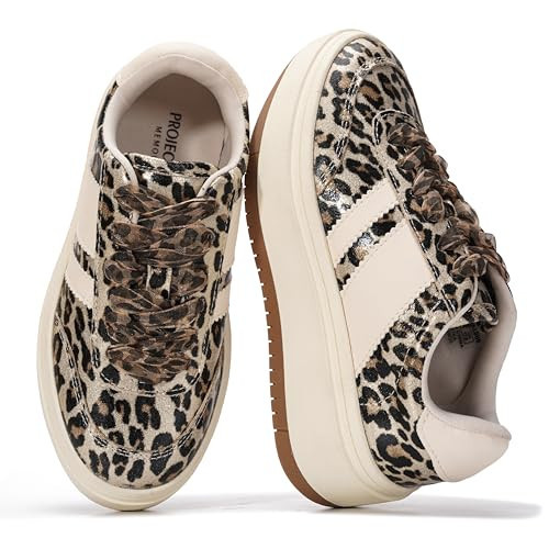 Project Cloud Platform Girls Sneakers - Lightweight Memory Foam Insole Lace-up Kids Shoes with Trendy Styles - Non-Slip Fashion Platform Boys and Girls Shoes (Little Nita, LEOVPH,2K) Leopard | Amazon (US)