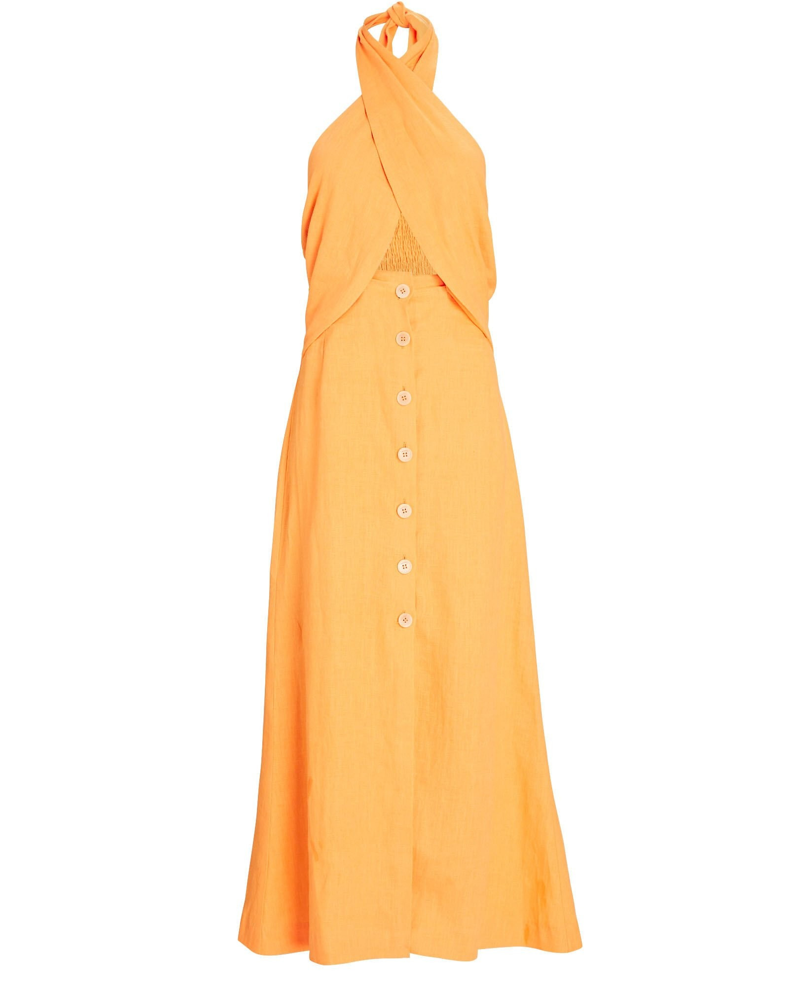 Soffio Halter Linen Midi Dress | INTERMIX