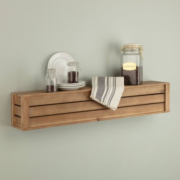Rustic Wood Crate Floating Wall Mount Shelf Storage - Gallery Solutions | Target