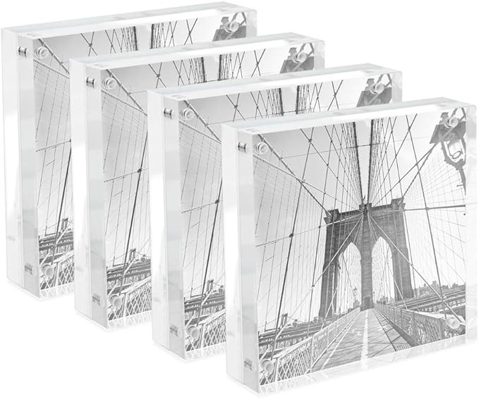 Isaac Jacobs 5” x 5” (4-Pack) Super Thick [28MM Thickness] Clear Acrylic Magnetic Block Pictu... | Amazon (US)
