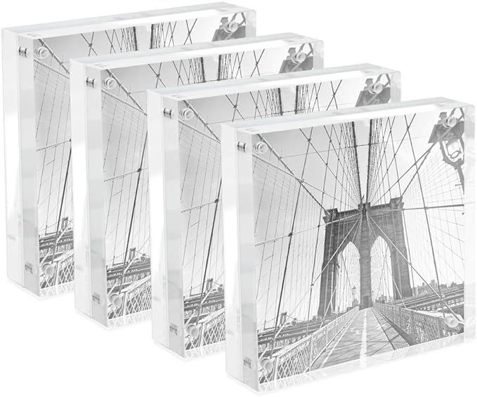 Isaac Jacobs 5” x 5” (4-Pack) Super Thick [28MM Thickness] Clear Acrylic Magnetic Block Pictu... | Amazon (US)