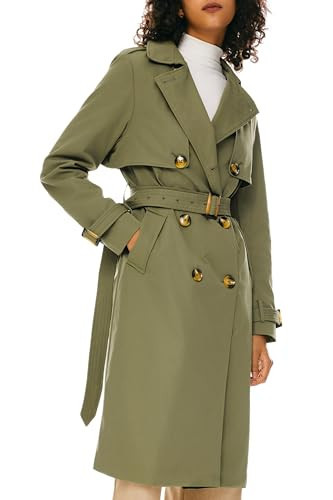 Orolay Women's 3/4 Length Double Breasted Trench Coat Lapel Jacket with Belt Green XS | Amazon (US)