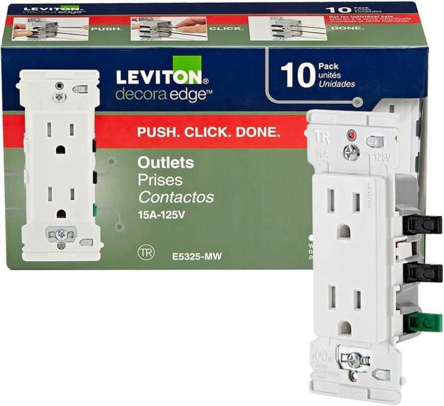 Leviton Decora Edge 15 Amp Tamper-Resistant Duplex Outlet 10-Pack, White | Amazon (CA)