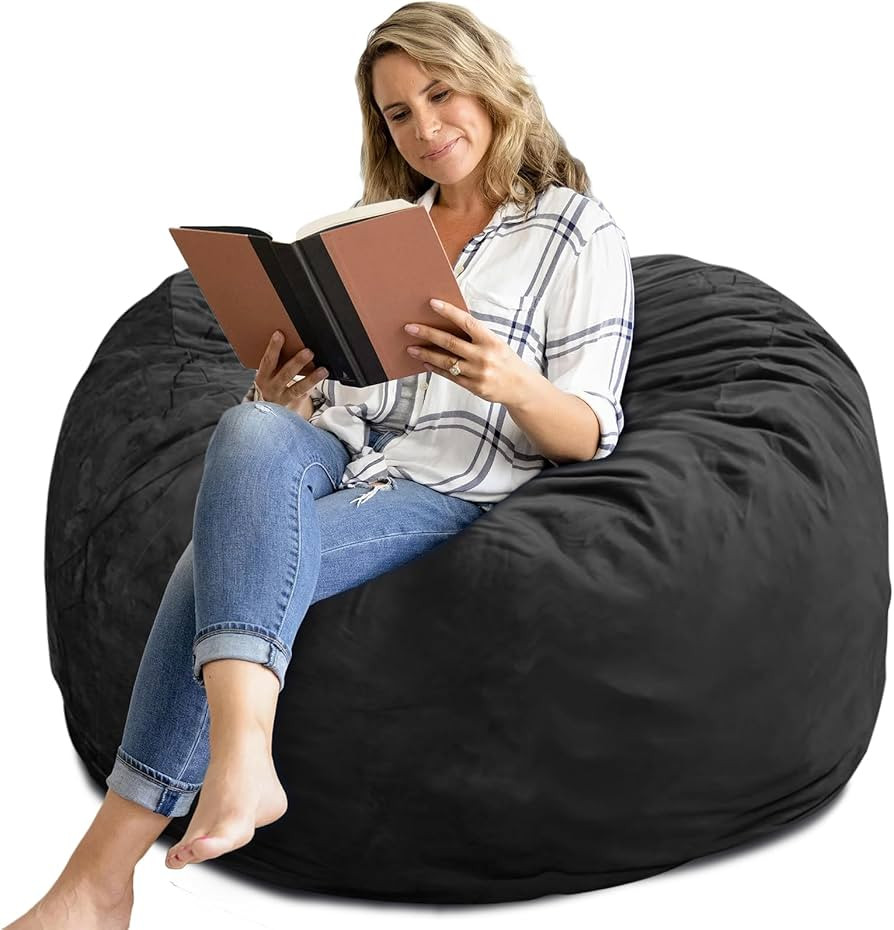 Bean Bag Chair 4Ft, Memory Foam Filled, Removable Velvet Cover, Giant Bean Bag Chairs for Adults ... | Amazon (US)