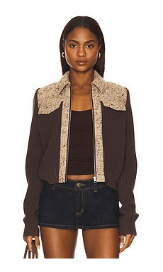 Central Park West Halsey Jacket in Chocolate from Revolve.com | Revolve Clothing (Global)