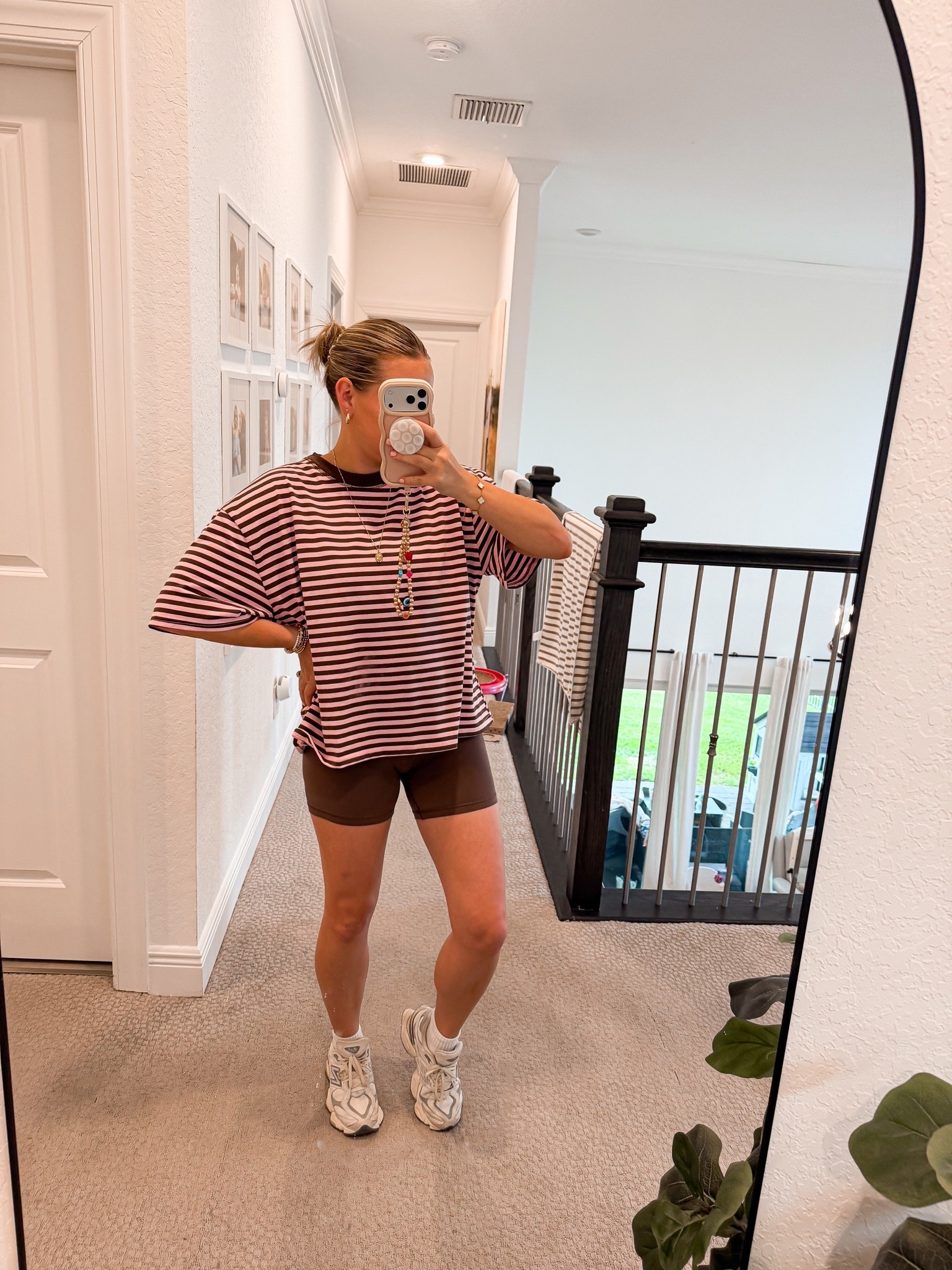 I call it sporty on the go mom! 
Wearing size medium in top & shorts