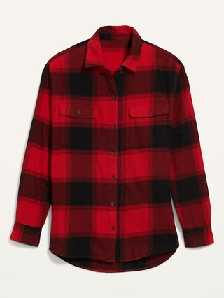 Oversized Plaid Flannel Boyfriend Tunic Shirt for Women | Old Navy (CA)
