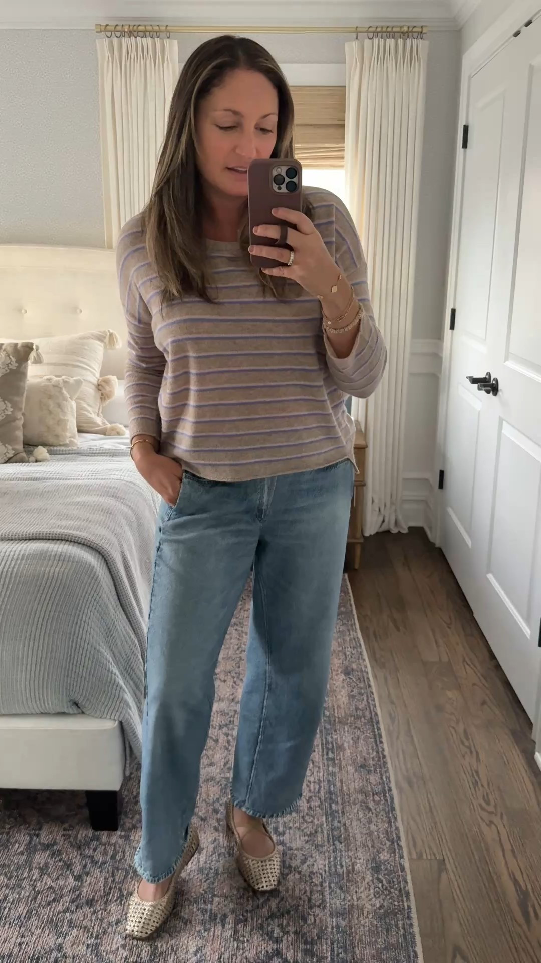 Today’s OOTD! The most comfortable jeans (sizedown one size!), a lightweight cashmere sweater from Anthropologie and the prettiest new ballet flats (great for spring!!) 

#LTKmomlife #LTKootd #LTKSeasonal