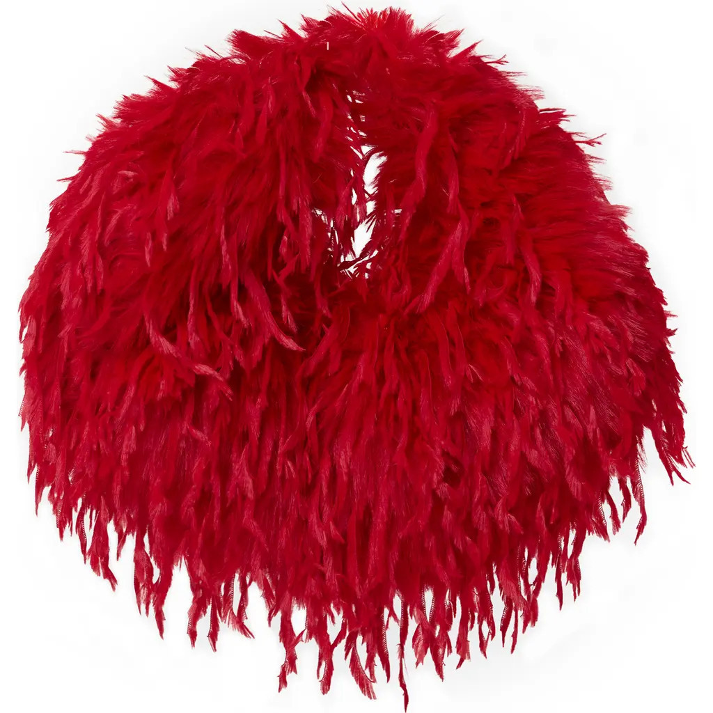 Naked Wardrobe Micro Mini Faux Feather Handbag in Ruby Red at Nordstrom | Nordstrom