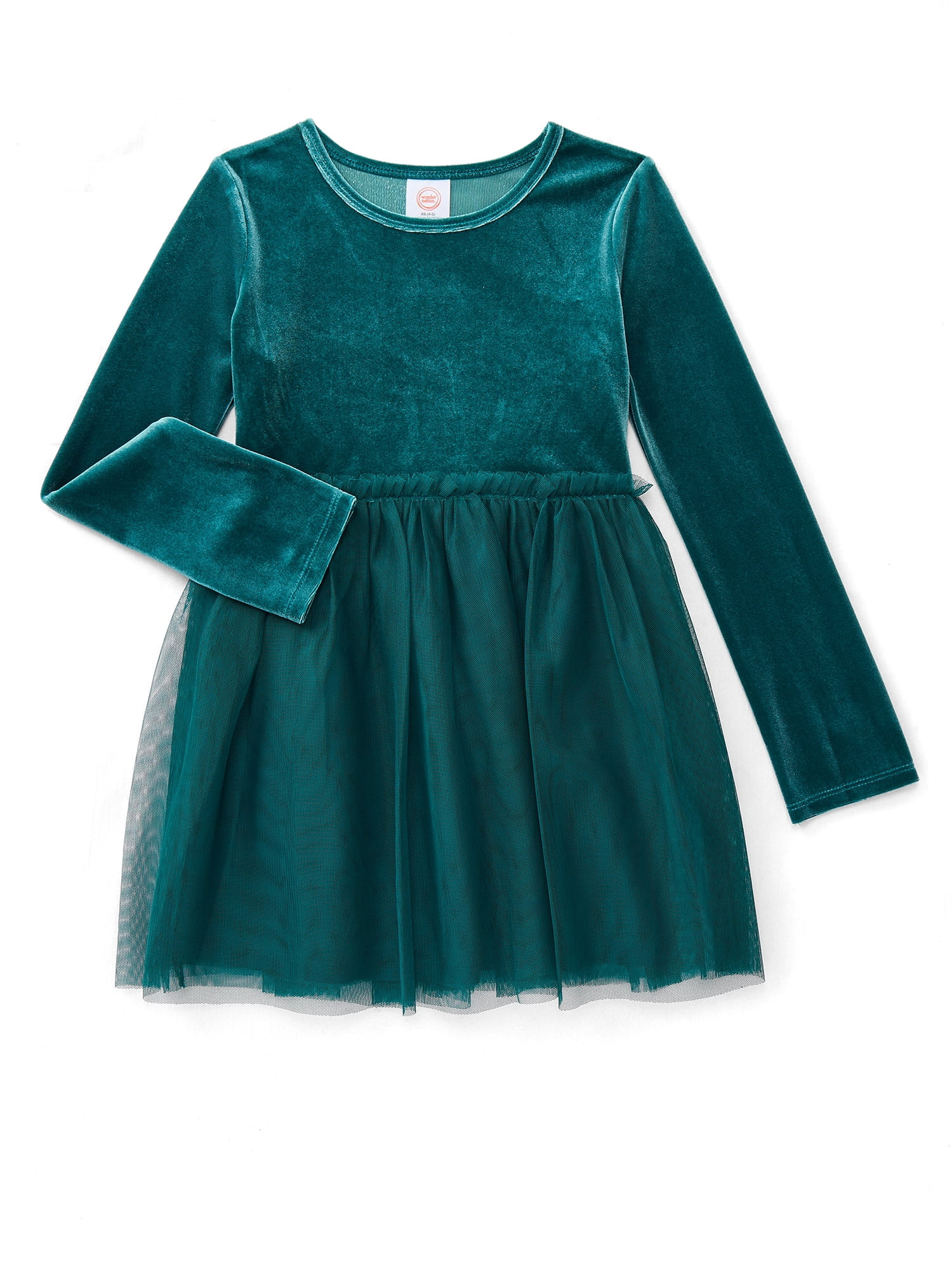 Wonder Nation Girls Velour Tutu Dress with Long Sleeves, Sizes 4-18 & Plus | Walmart (US)