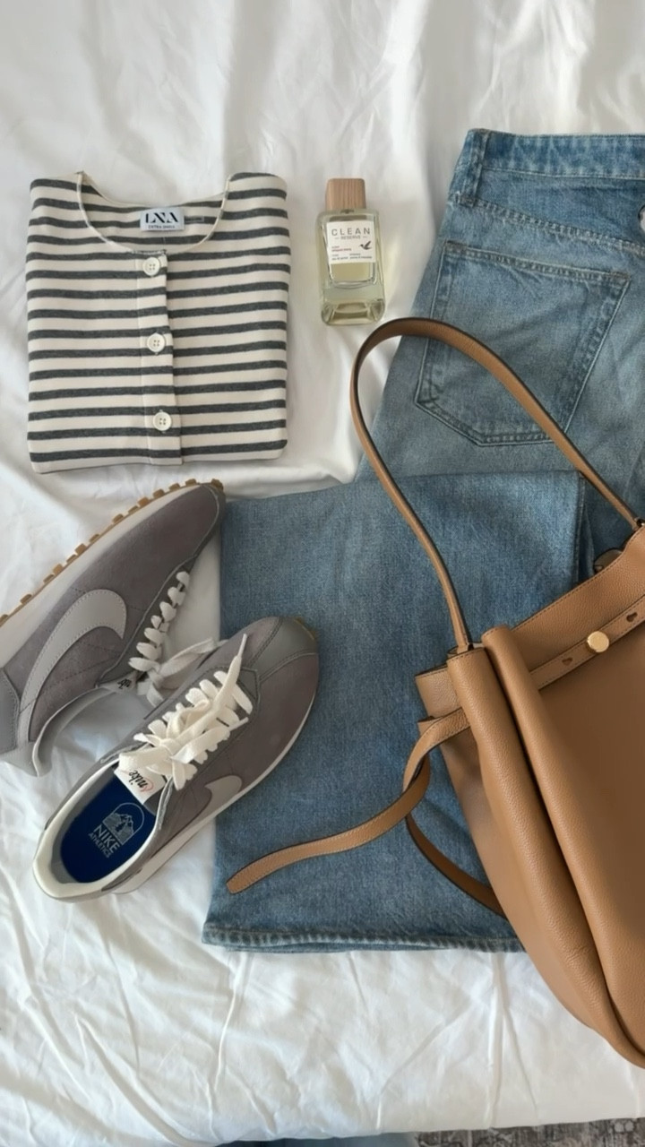 Casual outfit ideas, gray sneakers, tory burch bucket bag, spring outfit, everyday outfit, annabrstyle.

#LTKOver40