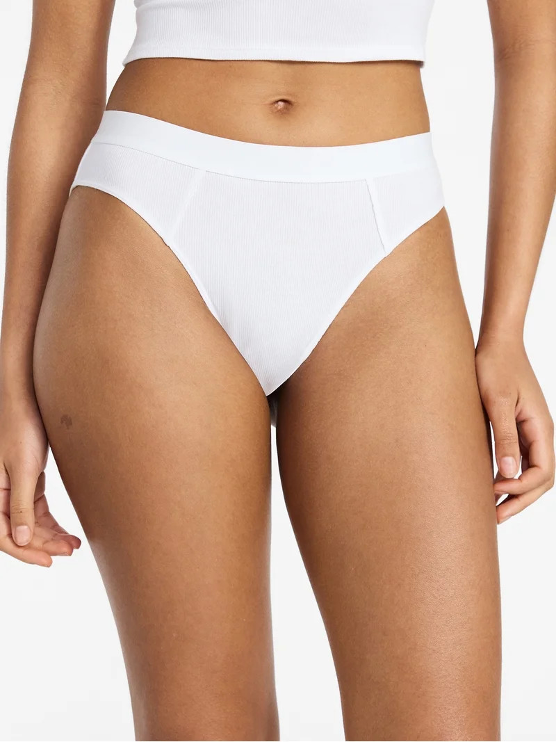 No Boundaries Cotton Ribbed Hi-Cut Brief Panty, Women's XS-XXXL | Walmart (US)