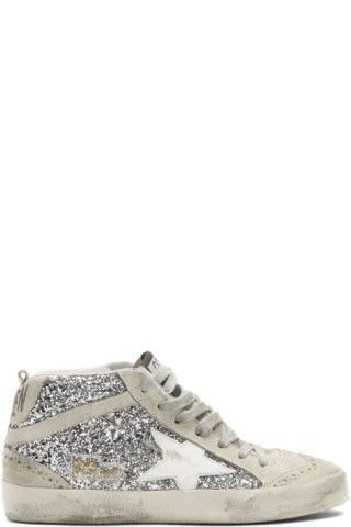 Silver Glitter Mid Star Sneakers | SSENSE 