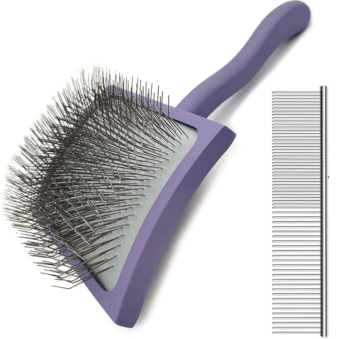 Slicker Brush for Dogs & Pet Comb Value Kit,Large Dog Slicker Brush for Goldendoodles Poodles Doo... | Amazon (US)