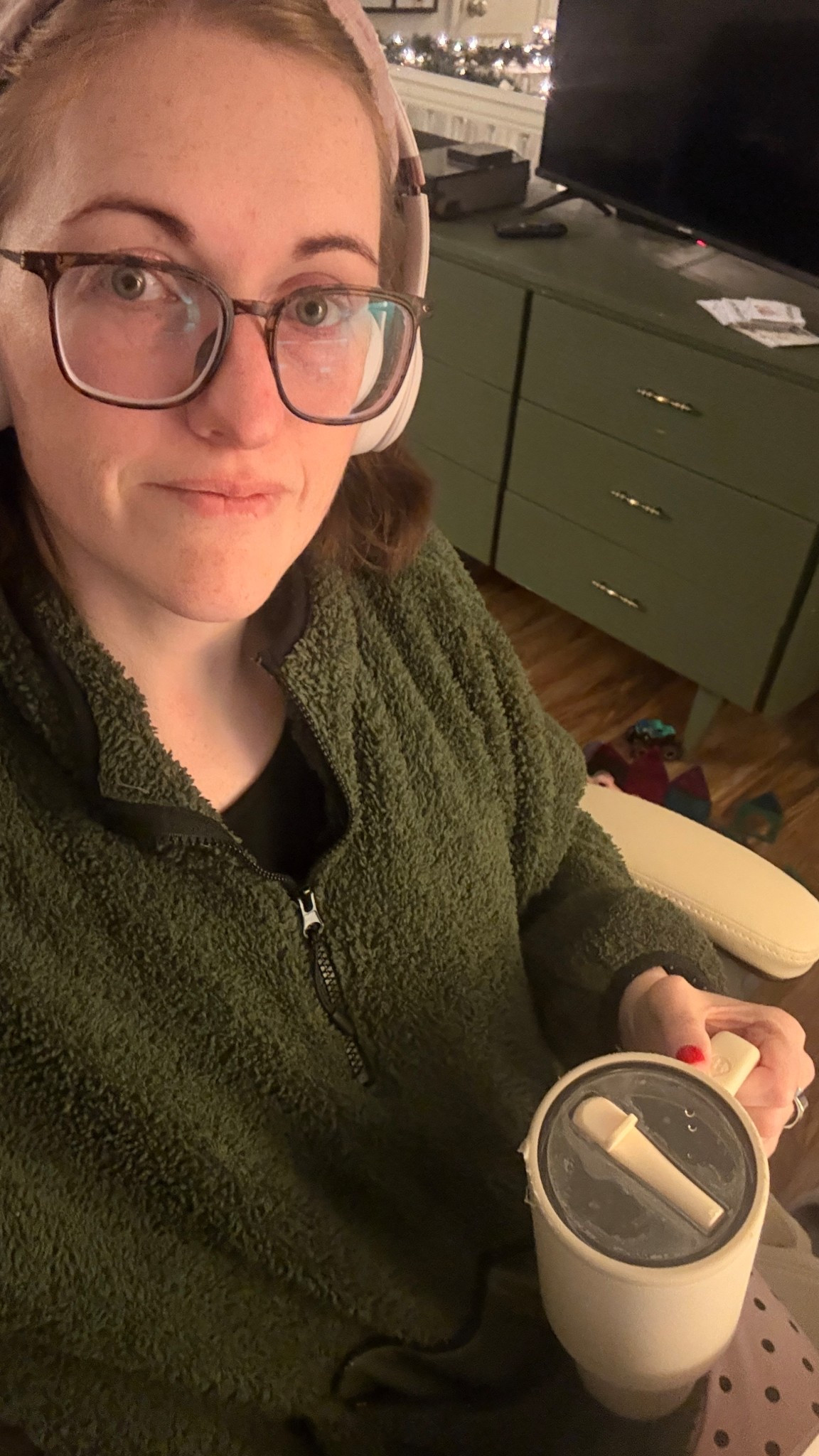 Friday Night Vibe Check: Accomplishing tasks in peak comfort. 😴 Finishing up the last of the weekly homeschool logs, hoping our crew is officially on the mend from being sick! 🙏 Seriously ready to settle into this cozy routine. You know I'll be living in this cozy sherpa sweater—I linked similar styles that are a MUST-HAVE for the rest of winter! My other essentials: Beats headphones on, sipping away from my fave Hydro Jug Traveler cup. The ultimate cozy uniform.

#LTKdayinmylife #LTKmomlife #LTKselfcare