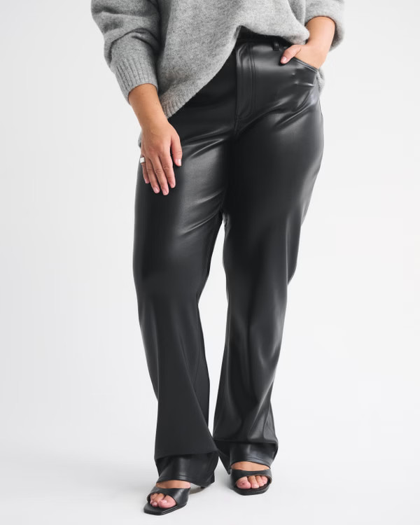 Curve Love High Rise 90s Straight Vegan Leather Pant | Abercrombie & Fitch (US)