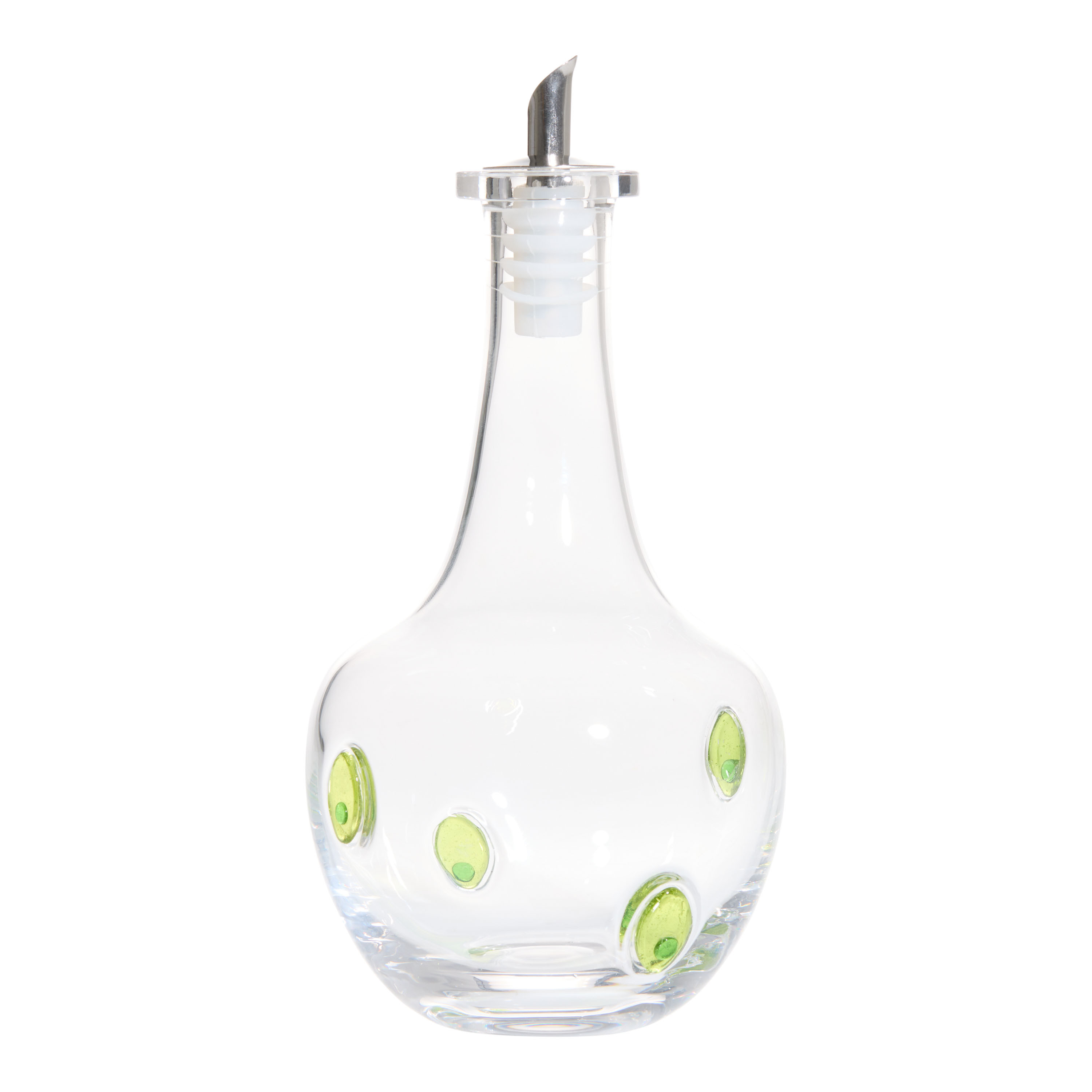 Charm Olive Inlay Glass Oil Bottle with Spout | World Market